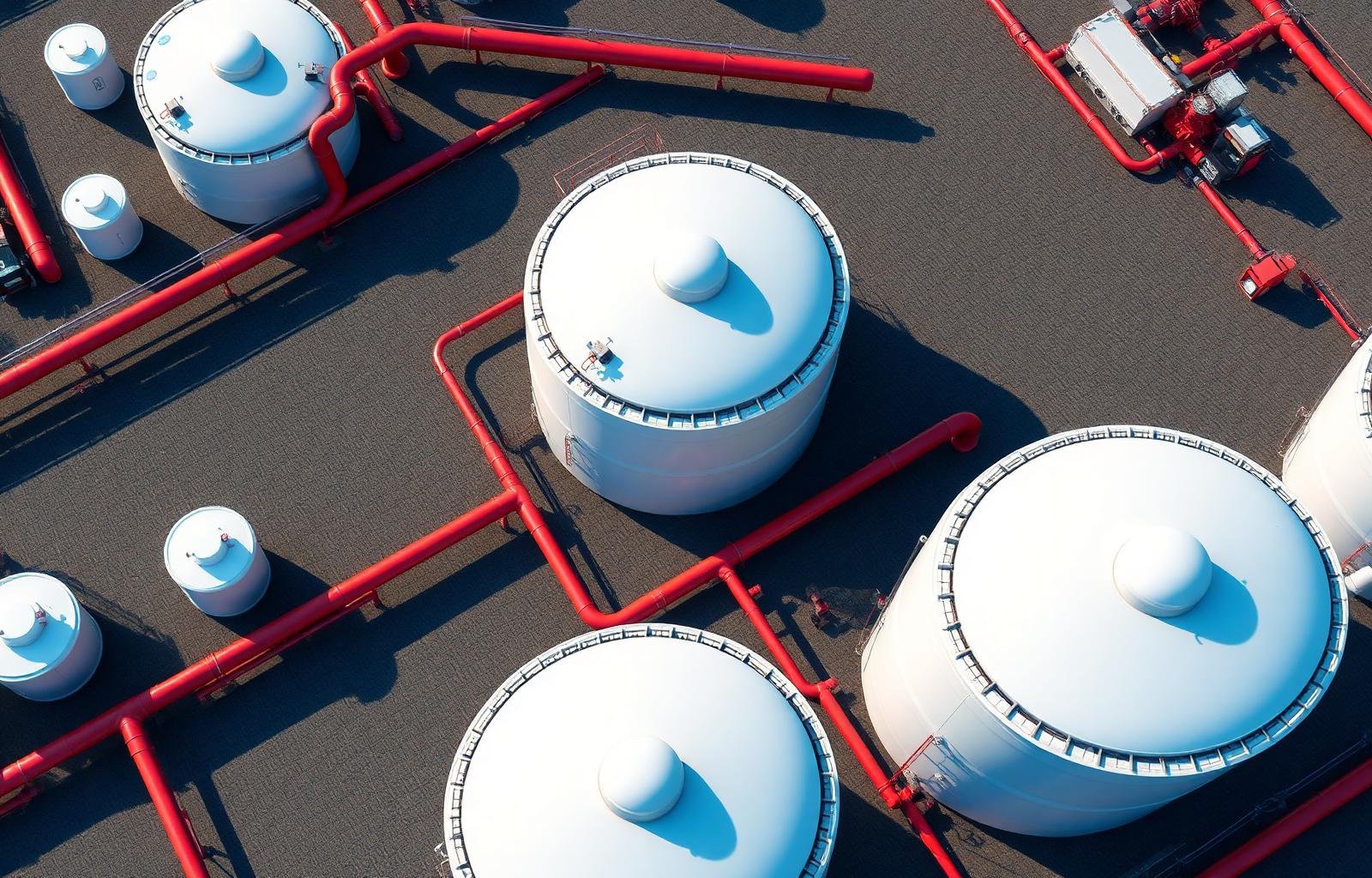 Aerial view of fuel storage tank farm